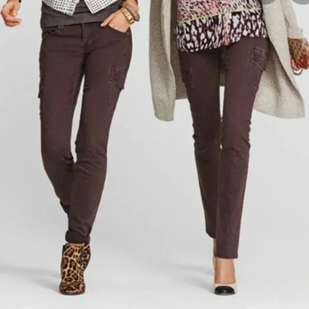 CAbi #962 Bittersweet Brown Cargo Skinny Pants Size 4